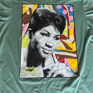 Aretha Franklin Graphic T-Shirt XL Teal Queen of Soul Graphic Icon Tee Unisex